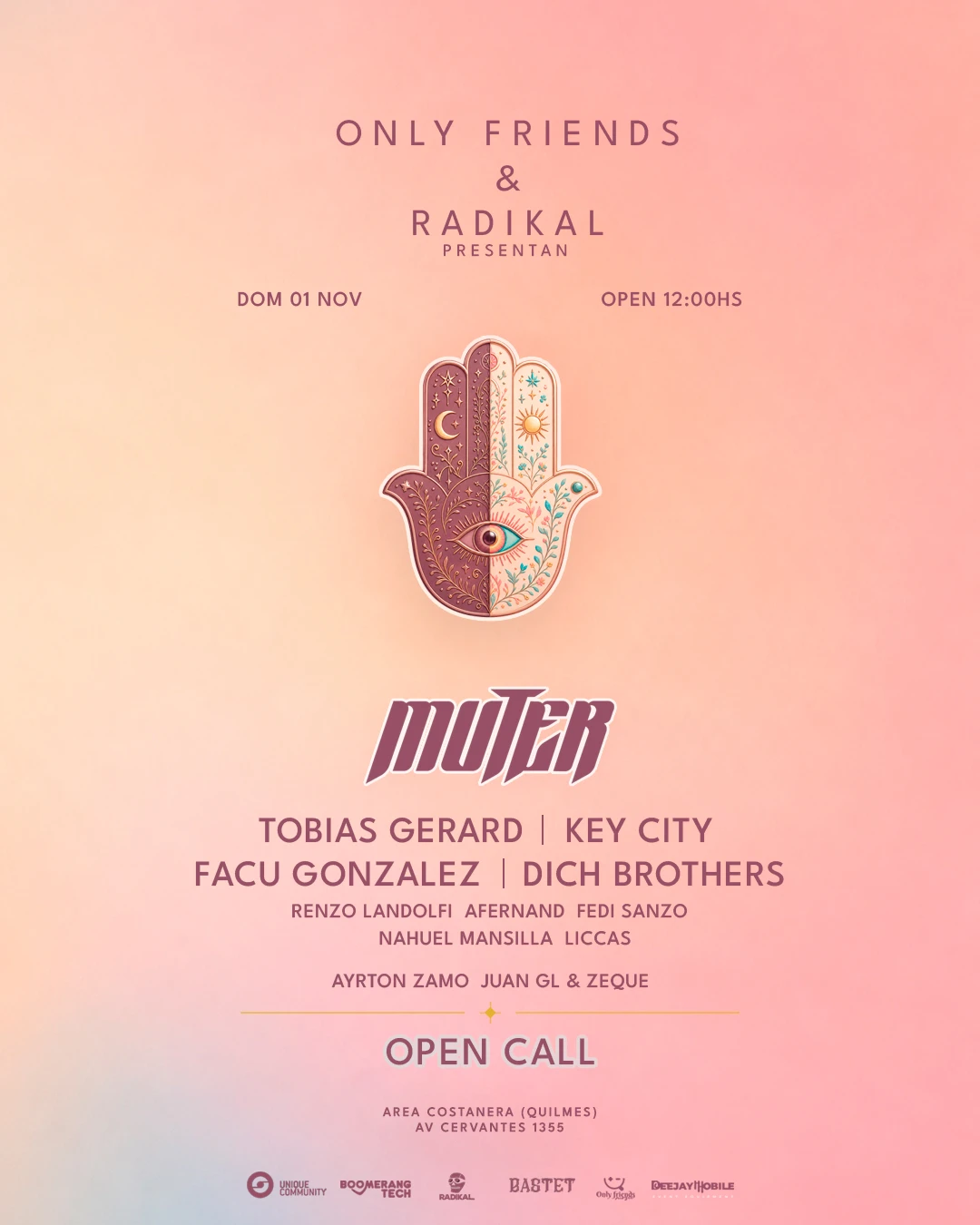 Flyer de Only Friends × Radikal, domingo 1 de noviembre, apertura a las 12:00